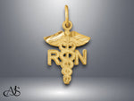 Load image into Gallery viewer, 14K Yellow Gold RN Nurse Charm with Necklace Chain Options