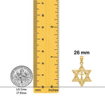 Load image into Gallery viewer, 14K Yellow Gold Diamond-cut Star of David w/Cross Pendant with Necklace Chain Options
