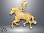 Load image into Gallery viewer, 14K Yellow Gold Diamond-cut Horse Pendant with Necklace Chain Options