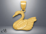 Load image into Gallery viewer, 14K Yellow Gold Diamond-cut Swan Pendant with Necklace Chain Options