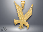 Load image into Gallery viewer, 14K Yellow Gold Diamond-cut Eagle Pendant with Necklace Chain Options