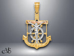 Load image into Gallery viewer, 14K Tri-color Gold Diamond-cut w/Textured Mariner's Cross Pendant with Necklace Chain Options