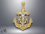 Load image into Gallery viewer, 14K Two-tone Gold Mariner's Cross Pendant with Necklace Chain Options