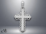 Load image into Gallery viewer, 14K Yellow Gold or White Gold Lace Trim Cross Pendant with Necklace Chain Options