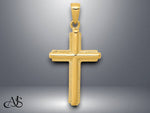 Load image into Gallery viewer, 14K Yellow Gold Cross with Striped Border Pendant with Necklace Chain Options
