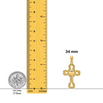 Load image into Gallery viewer, 14K Yellow Gold Beaded Cross with Heart Pendant with Necklace Chain Options