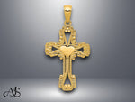 Load image into Gallery viewer, 14K Yellow Gold Beaded Cross with Heart Pendant with Necklace Chain Options