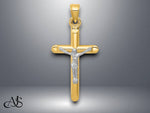 Load image into Gallery viewer, 14K Two-tone Gold Hollow Crucifix Pendant with Necklace Chain Options