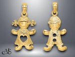 Load image into Gallery viewer, 14K Yellow Gold Playful Girl or Boy w/Cut Out Heart Charm with Necklace Chain Options