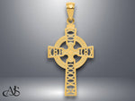 Load image into Gallery viewer, 14K Yellow Gold or White Gold Celtic Cross with Eternity Circle Pendant with Necklace Chain Options