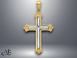 Load image into Gallery viewer, 14K Yellow Gold w/Rhodium Budded Yellow Cross Frame Pendant with Necklace Chain Options