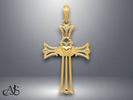 Load image into Gallery viewer, 14K Yellow Gold Claddagh Cross Pendant with Necklace Chain Options