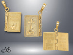 Load image into Gallery viewer, 14K Yellow Gold 3-D Moveable Pages Serenity Prayer Book Pendant with Necklace Chain Options