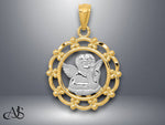 Load image into Gallery viewer, 14K Yellow Gold w/Rhodium Angel Pendant with Necklace Chain Options