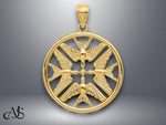 Load image into Gallery viewer, 14K Yellow Gold Polished Doves in Circle Pendant with Necklace Chain Options