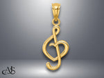 Load image into Gallery viewer, 14K Yellow Gold Treble Clef With Heart Pendant with Necklace Chain Options