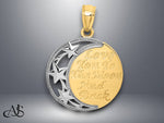 Load image into Gallery viewer, 14K Yellow Gold w/ Rhodium "Love you to the moon and back" Pendant with Necklace Chain Options