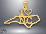 Load image into Gallery viewer, 14K Yellow Gold Solid North Carolina State Pendant with Necklace Chain Options