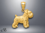 Load image into Gallery viewer, 14K Yellow Gold Diamond-cut Mini Schnauzer Pendant with Necklace Chain Options