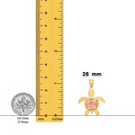 Load image into Gallery viewer, 14K Two-tone Gold Diamond-cut Rose Plumeria Turtle Pendant with Necklace Chain Options
