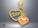 Load image into Gallery viewer, 14K Two-tone Gold SWEET 16 Heart Pendant with Necklace Chain Options