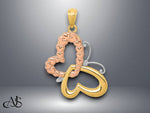 Load image into Gallery viewer, 14K Two-tone Gold w/White Rhodium Butterfly w/Hearts Pendant with Necklace Chain Options