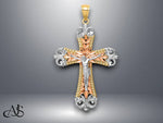 Load image into Gallery viewer, 14K Tri-Color w/Rhodium Crucifix Pendant with Necklace Chain Options