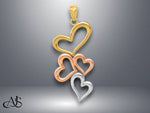 Load image into Gallery viewer, 14K Yellow Gold w/Rose and White Rhodium Hearts Pendant with Necklace Chain Options
