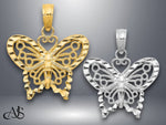 Load image into Gallery viewer, 14K Yellow Gold or White Gold Diamond-cut Butterfly Pendant with Necklace Chain Options