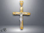 Load image into Gallery viewer, 14K Two-tone Gold CZ Crucifix Pendant with Necklace Chain Options