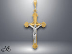 Load image into Gallery viewer, 14K Two-tone Gold Crucifix Pendant with Necklace Chain Options