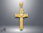 Load image into Gallery viewer, 14K Yellow Gold Claddagh Cross Pendant with Necklace Chain Options