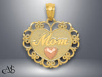 Load image into Gallery viewer, 14K Two-Tone Gold MOM Heart Pendant with Necklace Chain Options
