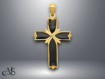 Load image into Gallery viewer, 14K Yellow Gold Enameled Latin Cross Pendant with Necklace Chain Options