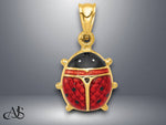 Load image into Gallery viewer, 14K Yellow Gold Enameled Ladybug Charm with Necklace Chain Options