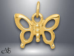 Load image into Gallery viewer, 14K Yellow Gold Solid Polished Butterfly Charm with Necklace Chain Options
