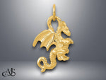 Load image into Gallery viewer, 14K Yellow Gold Solid Polished 3-D Dragon Charm with Necklace Chain Options