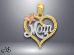 Load image into Gallery viewer, 14K Two-tone Gold w/White Rhodium Polished MOM Heart Pendant with Necklace Chain Options