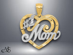 Load image into Gallery viewer, 14K Yellow Gold and Rhodium #1 MOM Heart Pendant with Necklace Chain Options