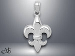 Load image into Gallery viewer, 14K Yellow Gold or White Gold 2-D Small Fleur de Lis Charm with Necklace Chain Options