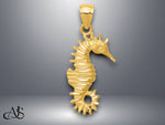 Load image into Gallery viewer, 14K Yellow Gold Seahorse Pendant with Necklace Chain Options
