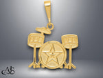 Load image into Gallery viewer, 14K Yellow Gold Drum Set Charm with Necklace Chain Options