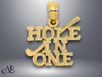 Load image into Gallery viewer, 14K Yellow Gold HOLE IN ONE w/Golf Club Charm with Necklace Chain Options