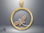 Load image into Gallery viewer, 14K Two-tone Gold w/White Rhodium Dragonfly Pendant with Necklace Chain Options