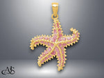Load image into Gallery viewer, 14K Yellow Gold Pink Enameled Starfish Pendant with Necklace Chain Options