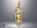 Load image into Gallery viewer, 14K Two-tone Gold Triple Sea Turtle Flip-Flop Pendant with Necklace Chain Options