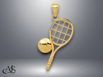 Load image into Gallery viewer, 14K Yellow Gold Diamond-Cut Tennis Racquet Charm with Necklace Chain Options