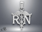 Load image into Gallery viewer, 14K Yellow Gold or White Gold RN Registered Nurse Pendant with Necklace Chain Options