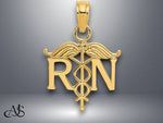 Load image into Gallery viewer, 14K Yellow Gold or White Gold RN Registered Nurse Pendant with Necklace Chain Options