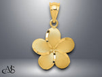 Load image into Gallery viewer, 14K Yellow Gold Diamond-cut Plumeria Pendant with Necklace Chain Options